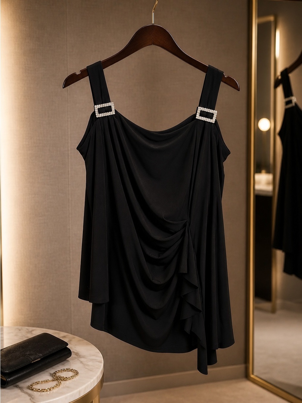 Elegant Black One-Shoulder Cold-Shoulder Dress - Women